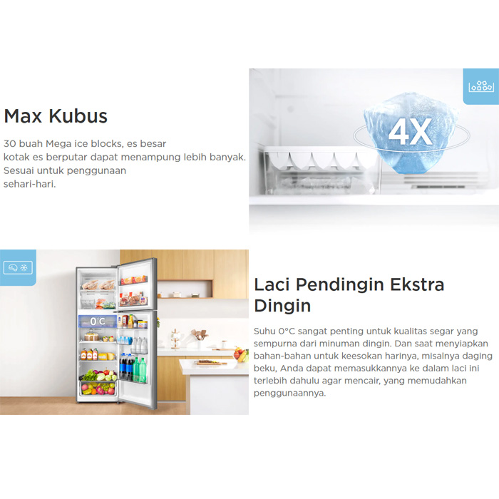 Midea Kulkas Everest 2 Pintu 428 Liter Inverter Silver - MDRT 572 EVF50ID | MDRT-572- EVF50ID